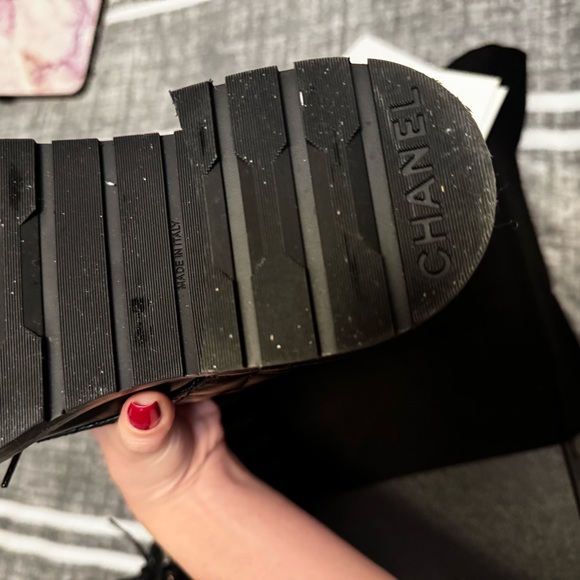 Authentic Chanel Brave Boot 37 Black Calfskin Leather - Picture 6 of 11